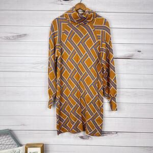 FOREVER 21 S Vintage‎ Inspired Go Go Dancer Honey Gold Cowl Neck Sweater Dress